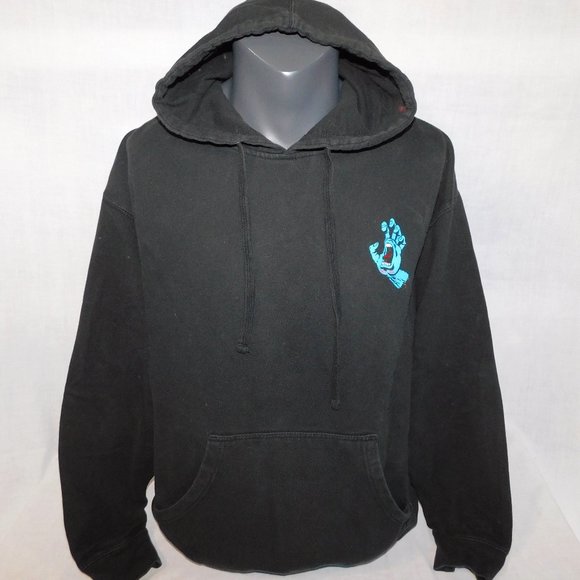 Santa Cruz Skateboards Other - Santa Cruz Blue Screaming Hand Black Skateboard Hoodie Mens XL